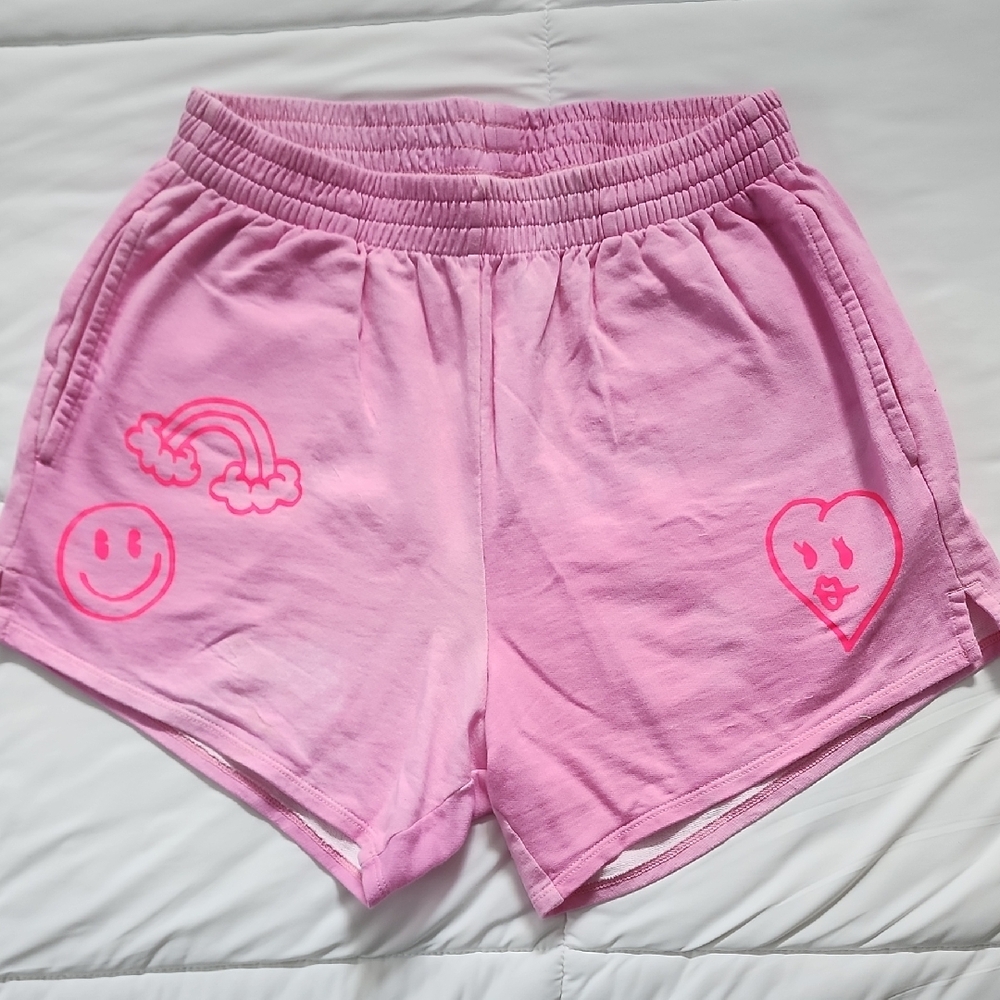 Zumba Pink Athletic Shorts with Elastic Waistband and Playful Graphics